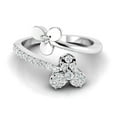thumbnail image 1 of TimeLe$$ Classics Jewelry For Her - Natural Diamond Clover Fashion Ring in 14K White Gold - For Valentine's Day (Ring Size 9.5), 1 of 7