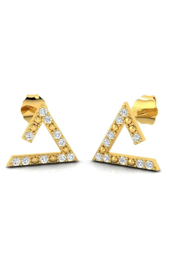 Jewelry For Women - Triangle Shape Lab Grown Stud Earrings in Gold Plated Sterling Silver .925