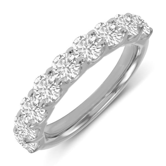 TimeLe$$ Classics Lab Grown Nine Stone Diamond Anniversary Bands and Wedding Rings For Women in 14K White Gold - 1 CTW (Ring Size: 9.5)