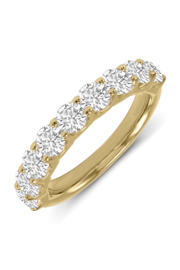 Lab Grown Nine Stone Diamond Anniversary Bands and Wedding Rings For Women in 14K Yellow Gold - 0.75 CTW (Ring Size: 7)