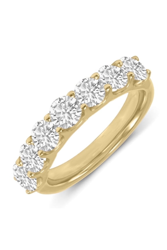 Lab Grown Seven Stone Diamond Anniversary Bands and Wedding Rings For Women in 14K Yellow Gold - 3 CTW (Ring Size: 8)