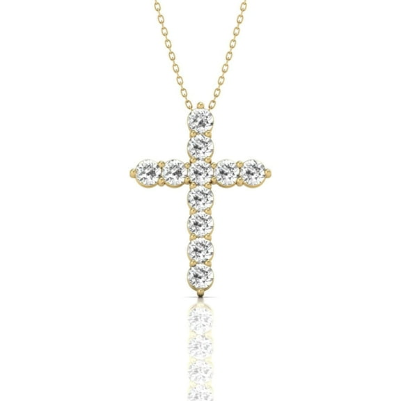TimeLe$$ Classics Natural Diamond Classic Cross Pendant in 14K Yellow Gold