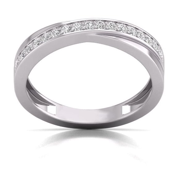 TimeLe$$ Classics Natural Diamond Wedding Band in 14K White Gold (Ring Size 6)