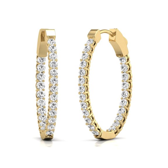 TimeLe$$ Classics Oval Shape 1 Carat TW Lab Grown Hoop Earrings in Yellow Gold