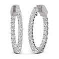thumbnail image 1 of TimeLe$$ Classics Round Shape 1 Carat TW Lab Grown Hoop Earrings in White Gold, 1 of 5