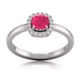 thumbnail image 1 of TimeLe$$ Classics Round and Cushion Cut Natural Ruby Gemstone Ring in 14K White Gold (Size: 9.5), 1 of 6