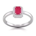 thumbnail image 1 of TimeLe$$ Classics Round and Emerald Cut Natural Ruby Gemstone Ring in 14K White Gold (Size: 5), 1 of 6