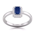 thumbnail image 1 of TimeLe$$ Classics Round and Emerald Cut Natural Sapphire Gemstone Ring in 14K White Gold (Size: 7), 1 of 6