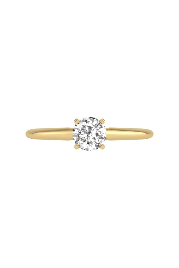 TimeLess Classics Women's 0.33 Carat Round Cut Natural Diamond Solitaire Engagement Ring in 14K Yellow Gold 4 Prong (Ring Size: 7)