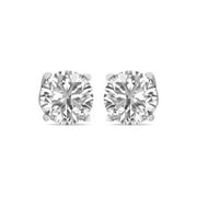 TimeLe$$ Classics Women's 0.75 Carat TW 4-Prong Lab-Grown Diamond Round Stud Earrings in 14K White Gold with Screw Backs