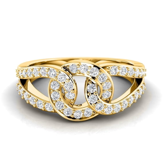 TimeLe$$ Classics Women's 10K Yellow Gold Natural Diamond Interlinked Wedding Band - For Engagement, Ring Size-8.5