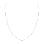 TIMELE$$ CLASSICS Women's Necklace - Bezel Set Lab Grown Diamond Station Necklace in 14K White Gold - 0.25 Carat TW