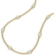 TIMELE$$ CLASSICS Women's Necklace - Bezel Set Lab Grown Diamond Station Necklace in 14K Yellow Gold - 2 Carat TW