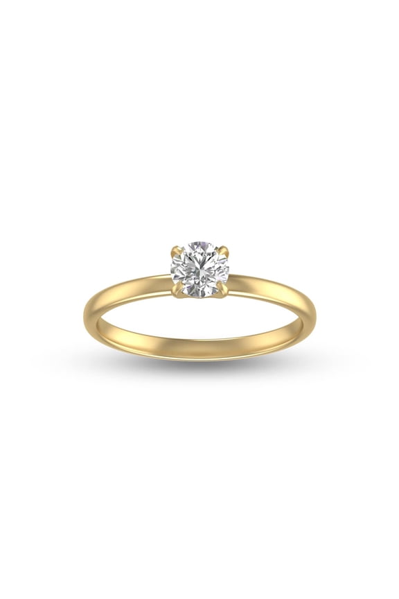 TimeLess Classics 1/3 Carat Natural Diamond Solitaire Ring 14K Yellow Gold 4 Prong (J-K Color I2-I3 Clarity) (Ring Size: 9.5)