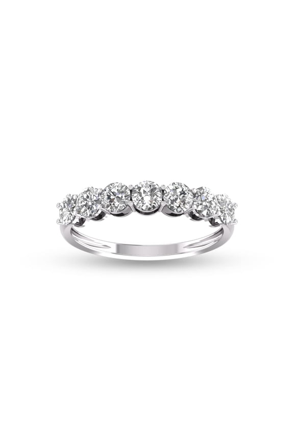 TimeLess Classics 1 Carat TW Seven Stone Natural Diamond Wedding Band in 14K White Gold (Ring Size 8)
