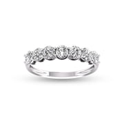 TimeLess Classics 1 Carat TW Seven Stone Natural Diamond Wedding Band in 14K White Gold Ring Size 8