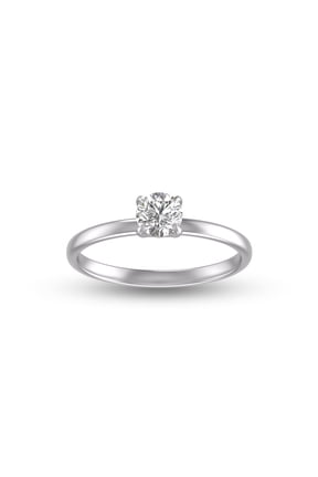TimeLess Classics 3/8 Carat Natural Diamond Solitaire Ring 14K White Gold 4 Prong (J-K Color I2-I3 Clarity) (Ring Size: 10)