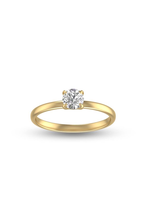 TimeLess Classics 3/8 Carat Natural Diamond Solitaire Ring 14K Yellow Gold 4 Prong (J-K Color I2-I3 Clarity) (Ring Size: 8)