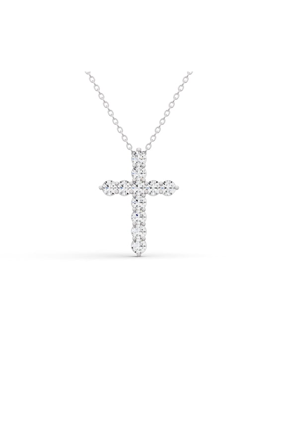 TimeLess Classics Cross Pendant Necklace With Lab-Grown Diamond in 14K Gold | Color E-F | Clarity VS1-VS2 (White Gold, 0.25, CTTW)