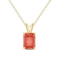 thumbnail image 1 of TimeLess Classics Emerald Cut Garnet Solitaire Pendant Necklace in 14K Yellow Gold - 7x5MM, 1 of 5