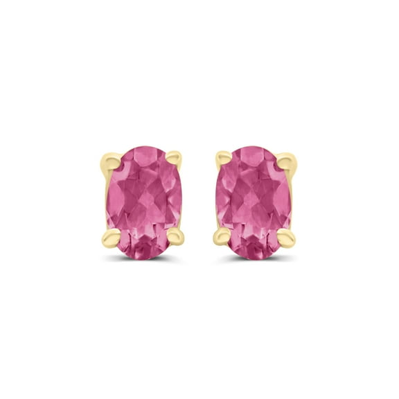TimeLess Classics Oval Shape Ruby Stud Earrings in 14K Yellow Gold - 5x3MM