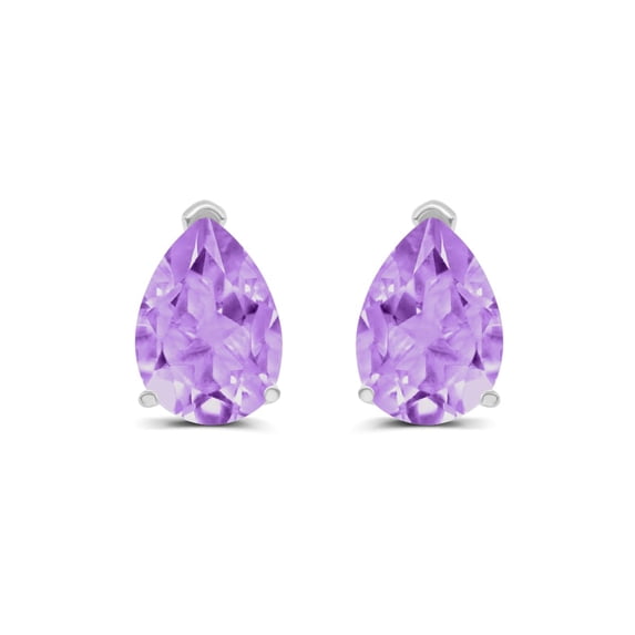 TimeLess Classics Pear Shape Amethyst Stud Earrings in 14K White Gold - 7x5MM