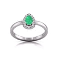 thumbnail image 1 of TimeLess Classics Round and Pear Cut Natural Emerald Gemstone Ring in 14K White Gold(Size: 7), 1 of 5