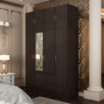 thumbnail image 1 of Timechee 63"W Family Wardrobe/Armoire/Closet by  with Mirror Doors DarkBrown94.5“H, 1 of 5