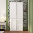 thumbnail image 1 of Timechee 74.8"H Large Modular Wardrobe Cloest Armoire Cabinet Glass Door 31.7"W, 1 of 5