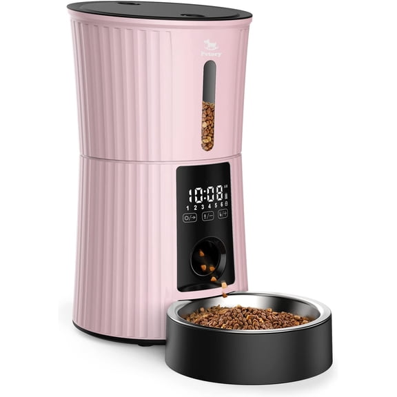 Timed Automatic Cat Feeders - 4L Programable Dry Food Dispenser for Cats and Small Medium Dogs 6 Meals with Desiccant Bag Dual Power Supply 10S Voice Recorder