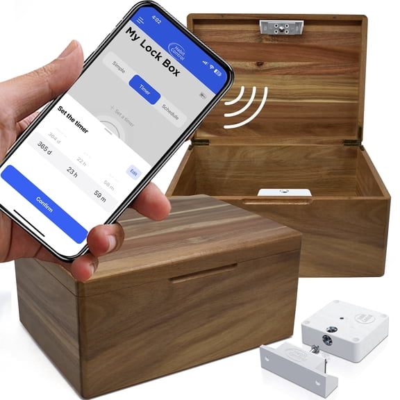 Timed Lock Box Habit Control App - Bluetooth LockBox with Timer to Reduce Screen Time, Manage Impulse Snacking & Consumption - Schedule, Timer & Simple Modes - 366 Days Time Locking Container