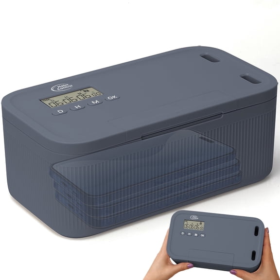 Timed Lock Box - Unplug from Cell Phones, Video Games, Socials, Snacks, Distractions - Time Locking Container - 30 Days Max Timer - Be More Present, Productive & Focused - Habit Control - Gray