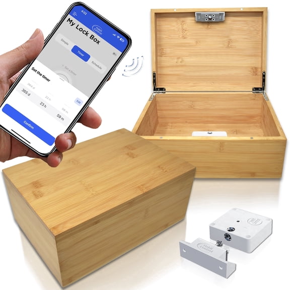 Timed LockBox Habit Control App - Bluetooth Lock Box with Timer to Reduce Screen Time, Unplug from Video Games, Snacks, Socials - Simple, Timer & Schedule Modes - 366 Days Time Locking Container