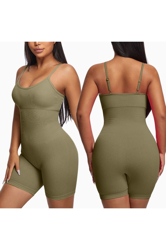 1 Piece Bodysuit for Women Scoop Neck Spaghetti Strap Stretch Rompers Skinny Gym Workout Jumpsuits