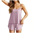 thumbnail image 1 of Timegard 2 Piece Lounge Outfits for Women Scoop Neck Spaghetti Strap Camis Loose Ruffle Shorts Sets Comfy, 1 of 7