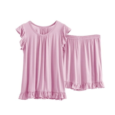 Timegard 2 Piece Pajamas Sets for Women Plus Size Lace Tank Top and Ruffled Shorts Lounge Sleepwear Pj Outfits
