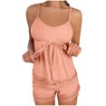 thumbnail image 1 of Timegard 2 Piece Pjs Sets for Women Scoop Neck Drawstring Camis Lace Shorts Comfy Outfits Loungewear, 1 of 6