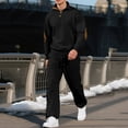 thumbnail image 1 of Timegard 2 Piece Sets for Men Fall Stand Collar Button Long Sleeve Tops Loose Pants Athletic Lounge Outfits, 1 of 6