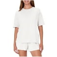 thumbnail image 1 of Timegard 2 Piece Sets for Women Crewneck Tshirts Shorts Loose Comfy Solid Color Casual Summer Outfits, 1 of 7