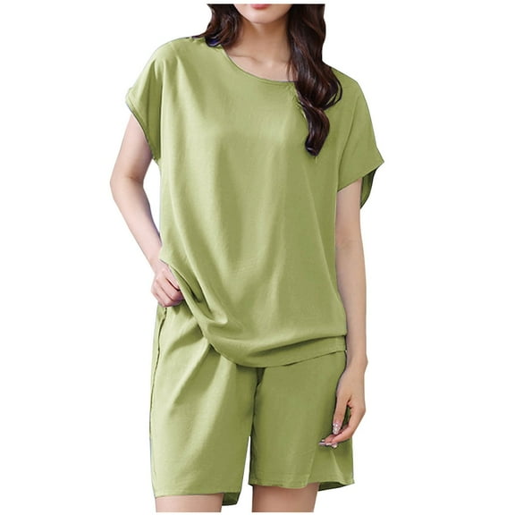 Timegard 2 Piece Sets for Women Loungewear Short Sleeve Tee Shorts Casual Loose Comfy Pjs Outfits Fashion