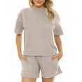 thumbnail image 1 of Timegard 2 Piece Sets for Women Summer Casual Solid Color Loose Comfy Tee Shorts Outfits with Pockets, 1 of 6