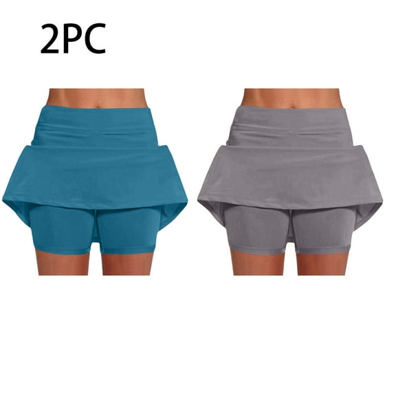 Timegard 2 in 1 Athletic Shorts for Women Plus Size High Waist Loose Workout Running Skirts with Shorts