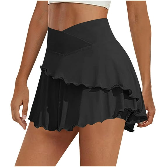 Timegard Skirts for Women High Waist Ruffle Loose Athletic Yoga Gym Skirts Skorts for Tennis Running