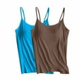 thumbnail image 1 of Timegard 2pc Tank Top for Women Scoop Neck Soft Solid Color Loungewear Camis Casual Top with Built in Bras, 1 of 2