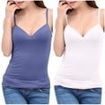 thumbnail image 1 of Timegard 2pc Tank Top for Women with Built in Bras Deep V Neck Skinny Soft Underwire Camis Tee Solid Color, 1 of 4