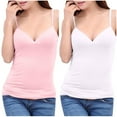 thumbnail image 1 of Timegard 2pc Tank Top for Women with Built in Bras Deep V Neck Skinny Soft Underwire Camis Tee Solid Color, 1 of 4