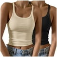 thumbnail image 1 of Timegard 2pc Tank Tops for Women Scoop Neck Ribbed Sleeveless Slim Crop Top Casual Going out Tops Camis, 1 of 6