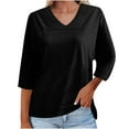 thumbnail image 1 of Timegard 3/4 Sleeve Tops for Women Crew Neck Solid Color Comfy Top Fall Casual Loose Tops Basic Tee, 1 of 6
