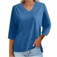 thumbnail image 1 of Timegard 3/4 Sleeve Tops for Women Crew Neck Solid Color Comfy Top Fall Casual Loose Tops Basic Tee, 1 of 6