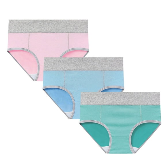 Timegard 3pc Cotton Panties for Women Plus Size Period Underwear Mid Waist Comfort Menstrual Briefs